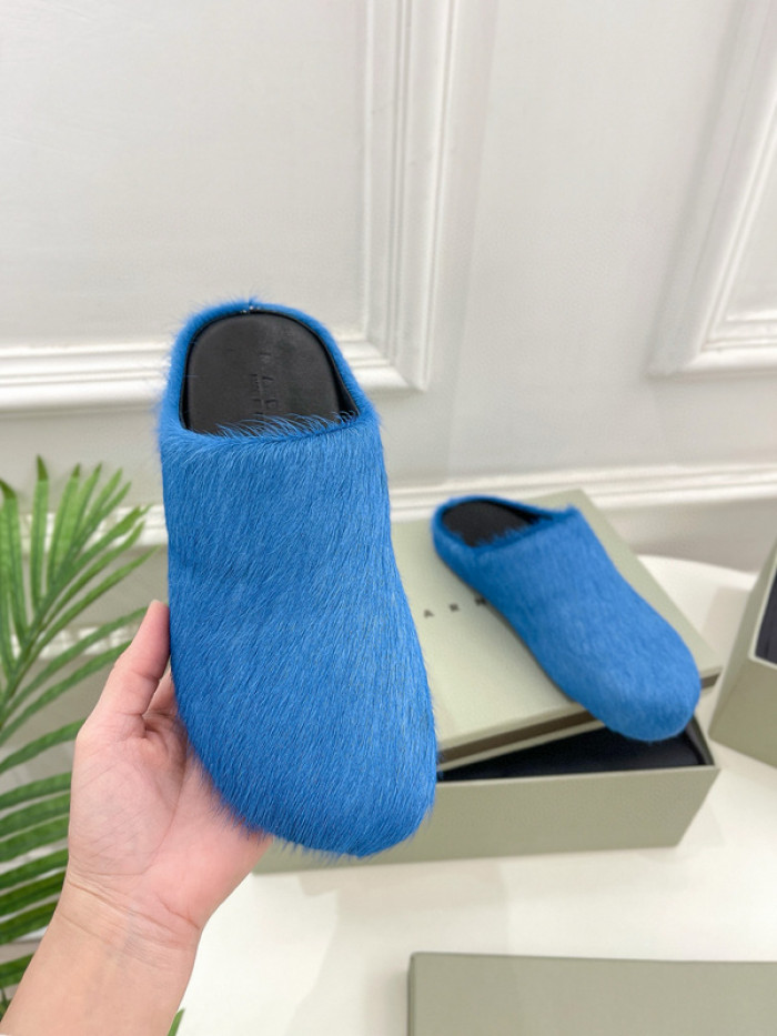 marni calf hair slippers