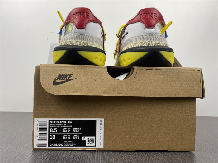 o-w x nike blazer low university red dh7863-100