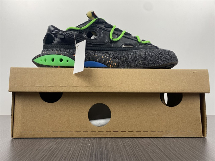 o-w x nike blazer low black electro green dh7863-001