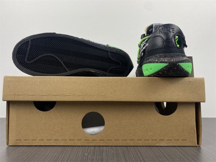 o-w x nike blazer low black electro green dh7863-001