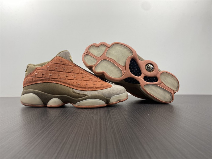 clot x air jordan 13 low sepia stone/canteen-terra blush at3102-200