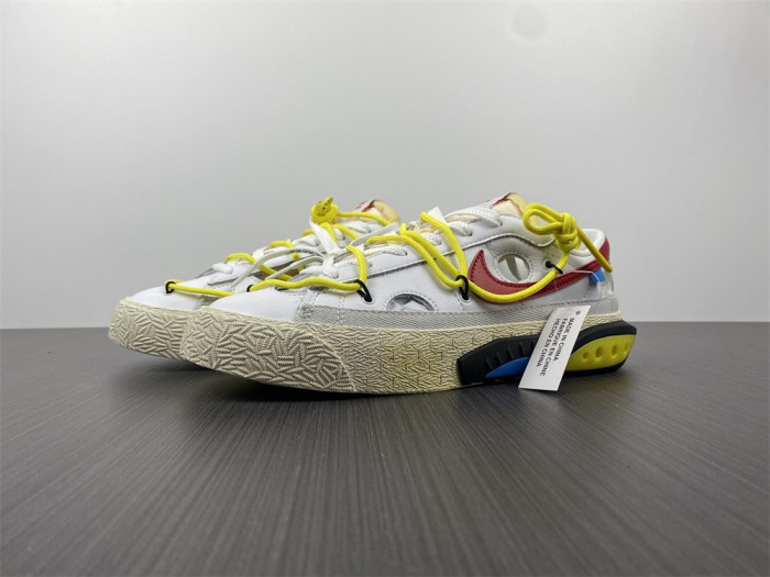 o-w x nike blazer low university red dh7863-100