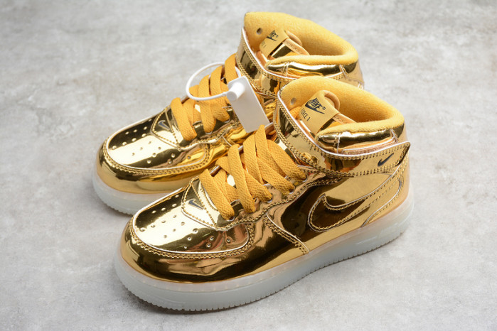 kids nike air force 1 mid wb metallic gold 314197-8100