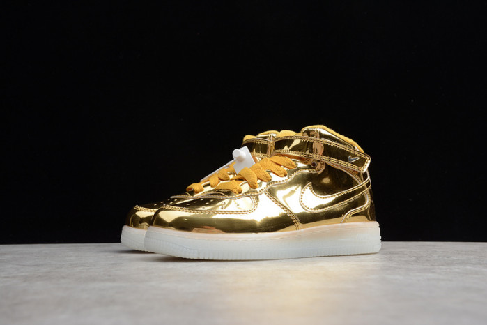 kids nike air force 1 mid wb metallic gold 314197-8100