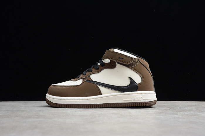 kids nike air force 1 mid 07 x travis scott beige brown 314197-168