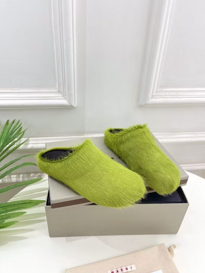 marni calf hair slippers