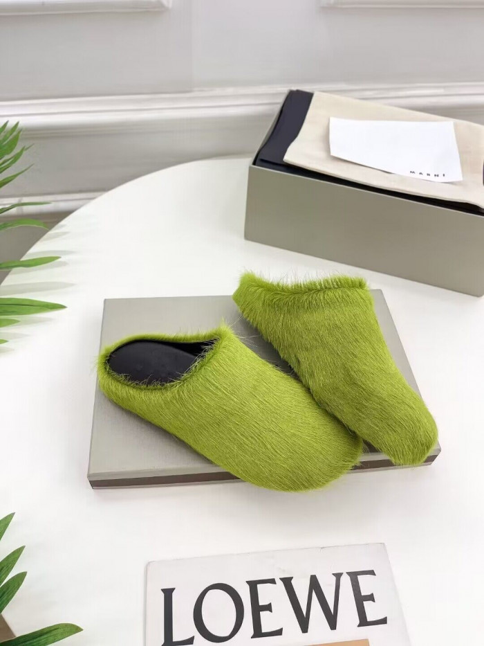 marni calf hair slippers