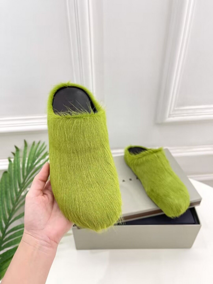 marni calf hair slippers