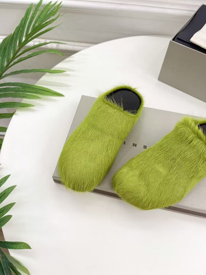 marni calf hair slippers