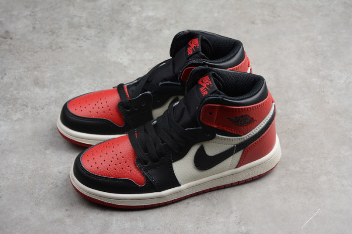 kids air jordan 1 retro high og "bred toe" 555088 610