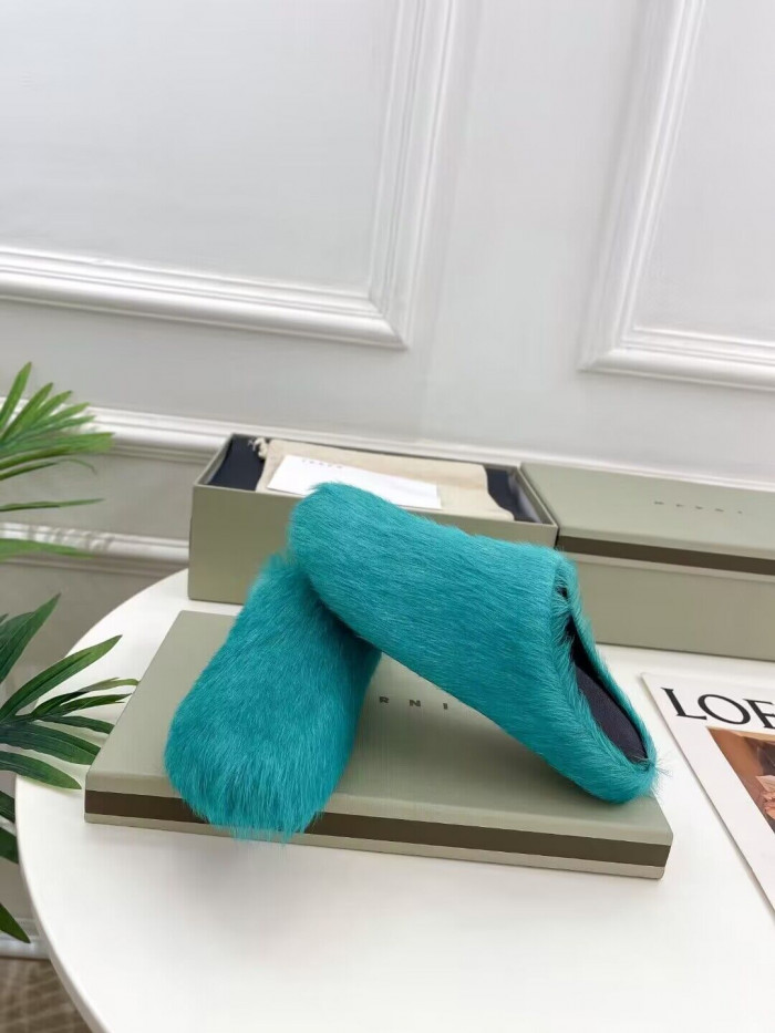 marni calf hair slippers