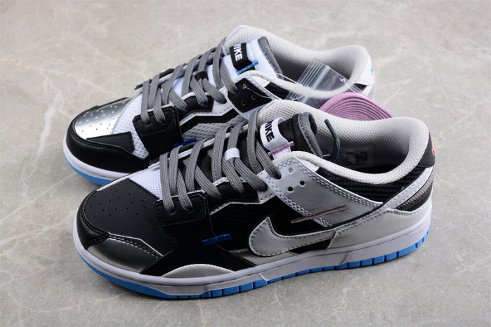 nike dunk low scrap black neutral grey university blue white dn5381-001