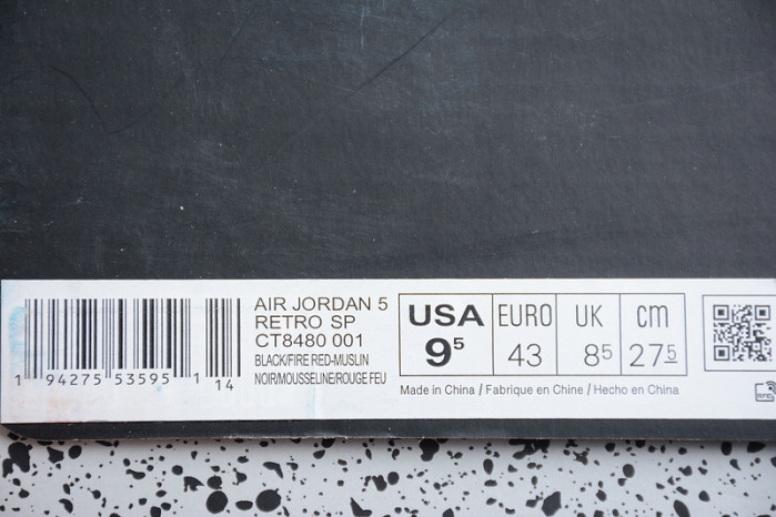 air jordan 5 retro o-w black/muslin-fire red ct8480-001