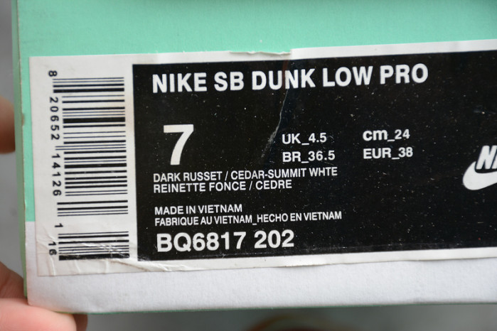 nike sb dunk low pro dark russet cedar bq6817-202