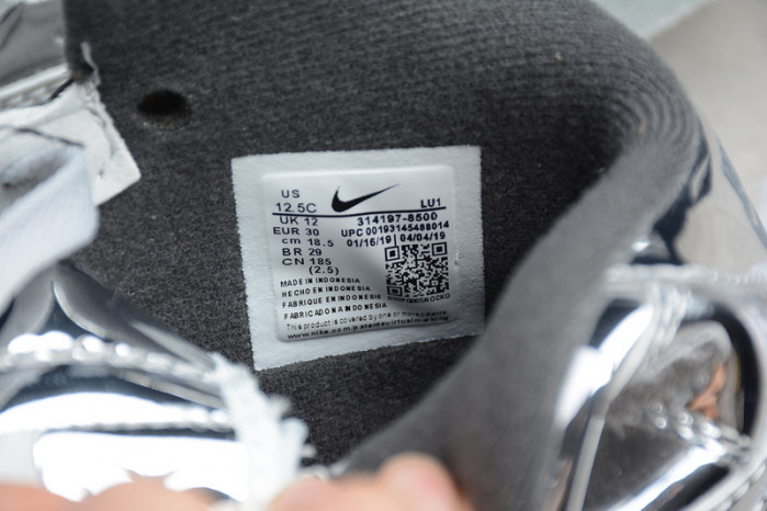 kids nike air force 1 mid wb metallic silver 314197-8500