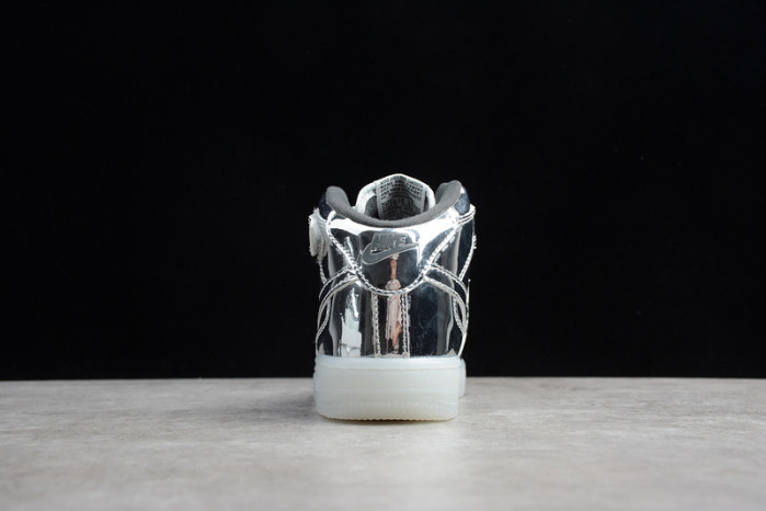 kids nike air force 1 mid wb metallic silver 314197-8500